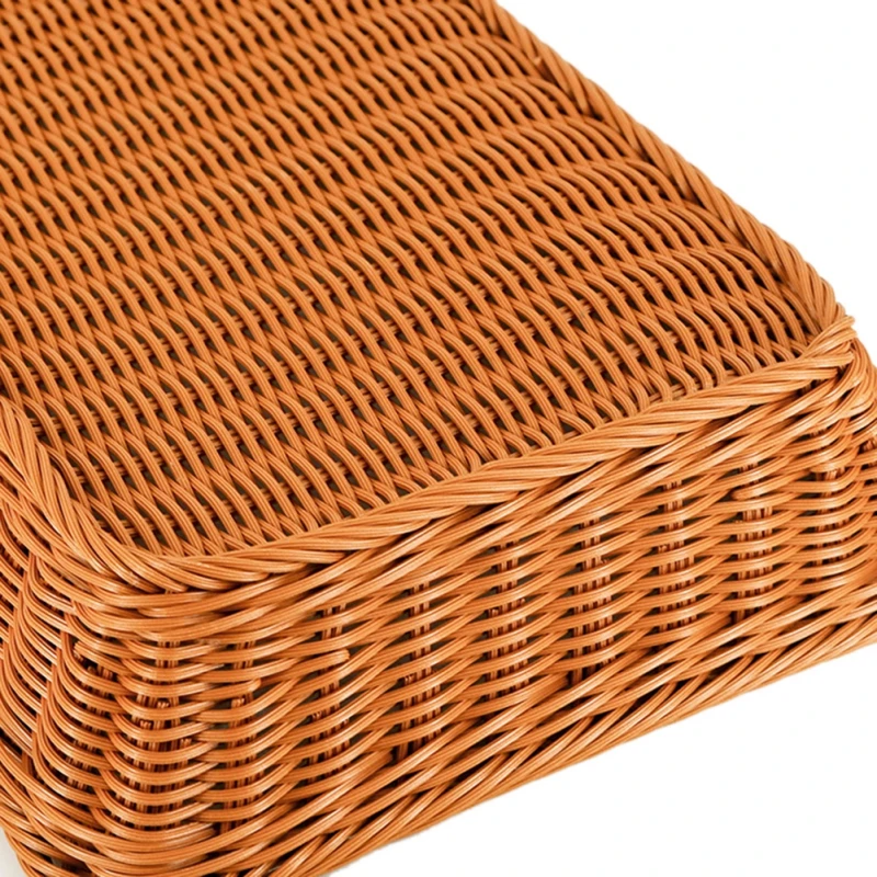 Artificial Wicker Woven Basket Bread Tray Serving For Food Fruit Cosmetic Storage Tabletop Bathroom Storage Kitchen Organizer