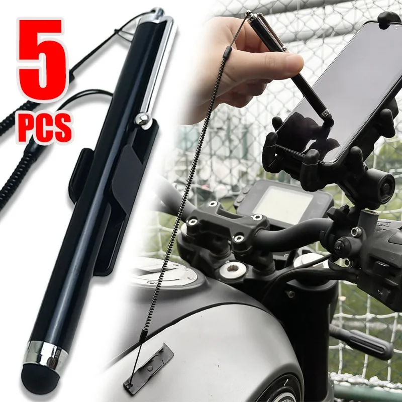 Motorcycle Capacitive Pen Cycling Stylus Car Console Screens Stylus with Spring Rope Pen Clip Capacitive Screen Handwriting Pen