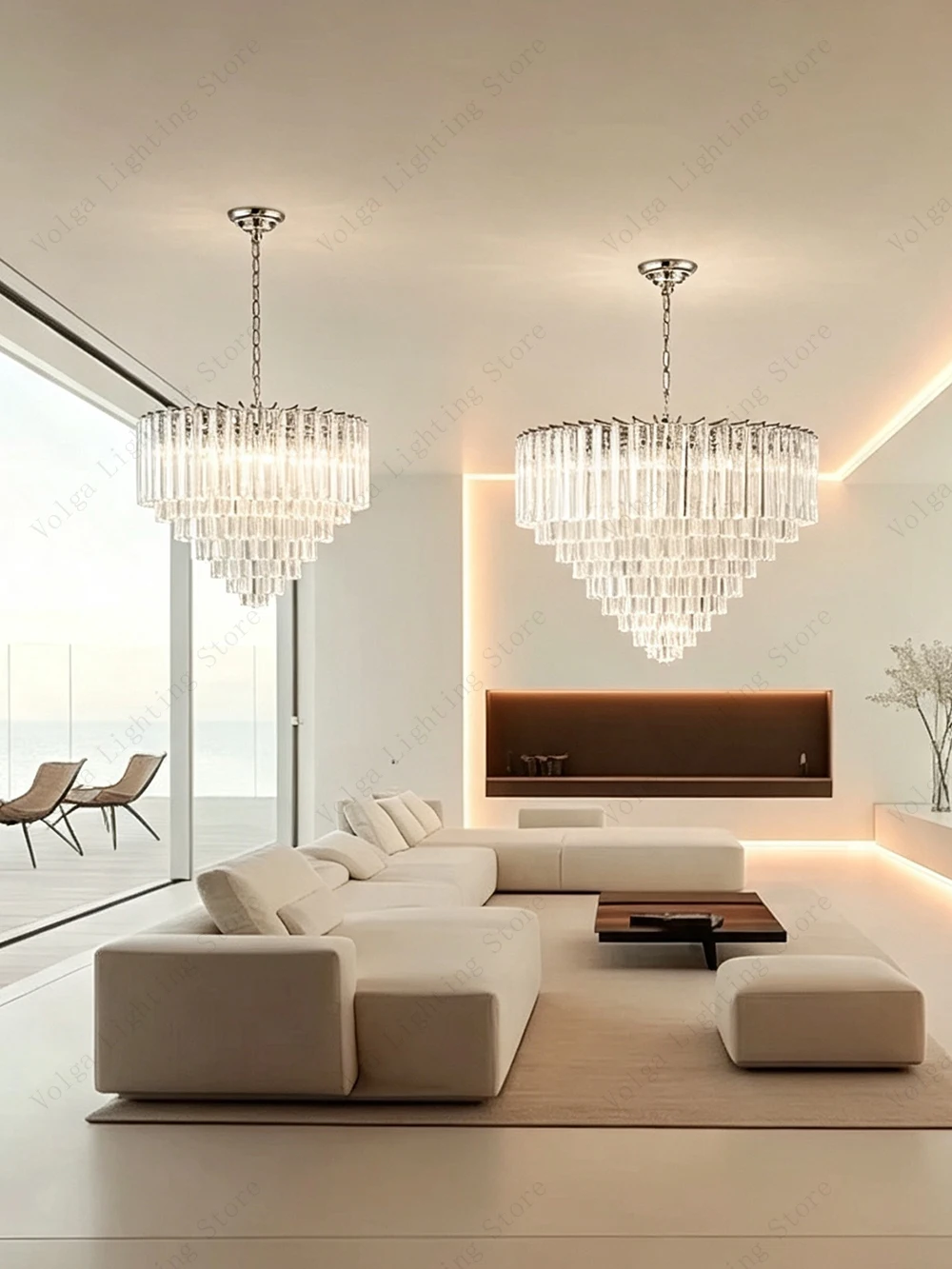 Upgrade Home Decor Stainless Steel Crystal Chandelier Lights, Suspension Lampa Dimmable Glass Chandeliers for Living Room