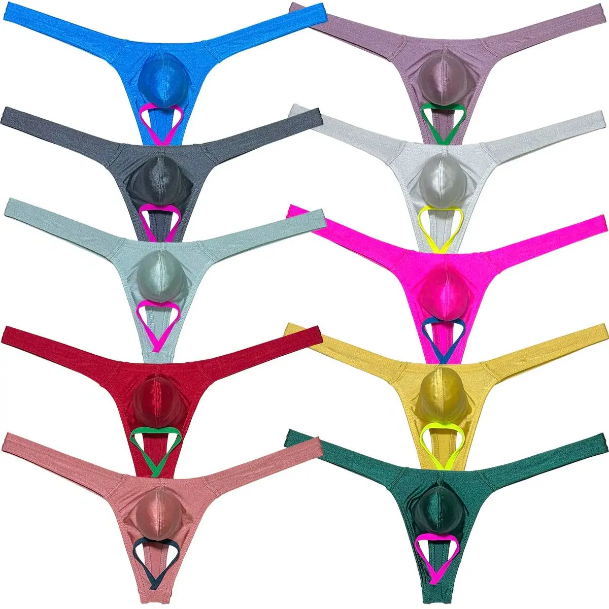 3PACK Men's Thongs Bulge Pouch Underwear Heart Hollow Out Tangas G-string Breathable Bikini Brief Underpants Smoth Sissy Panties
