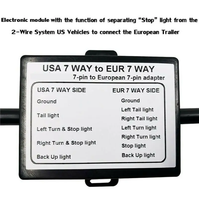 AASS-5X USA To EU Trailer Light Converter US 7-Way Blade Socket To EU 7-Pin Round Plug