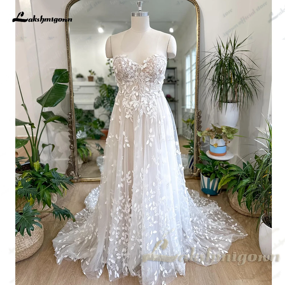 Yanshmigown-Robe de mariée en dentelle florale pour femme, robe de mariée princesse Boho, réception bohème, 2024