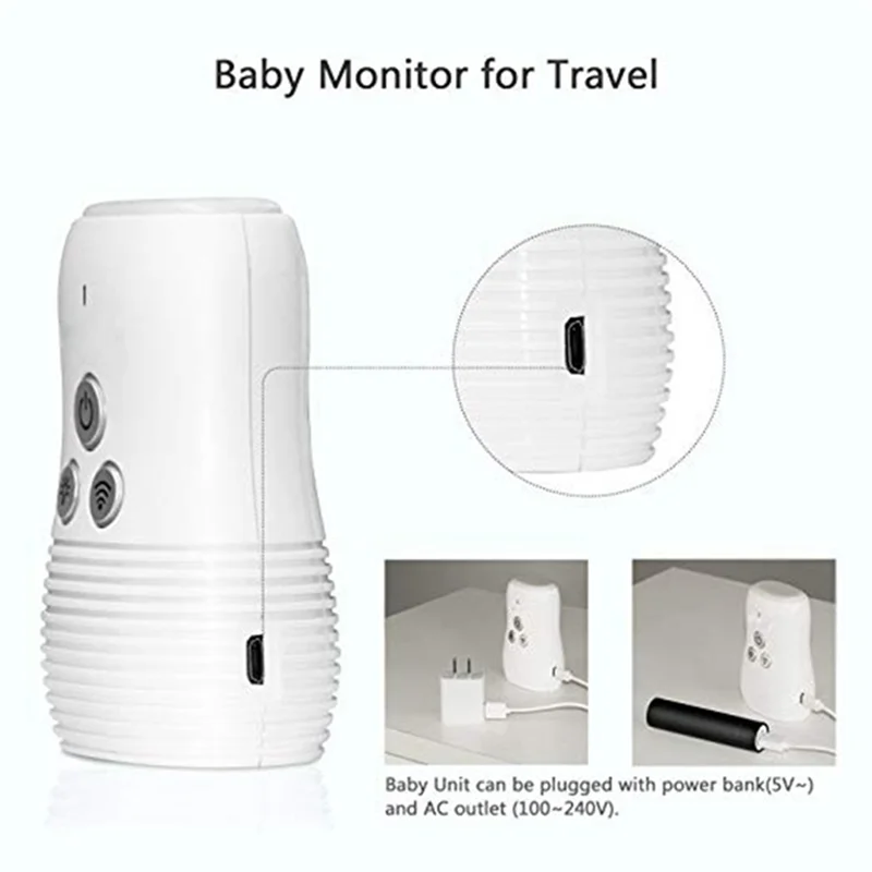 【PUBLICITY】2.4Ghz Wireless Baby Monitor Small Audio Baby Monitor Two-Way Audio Function Intercom Rechargeable Battery EU Plug