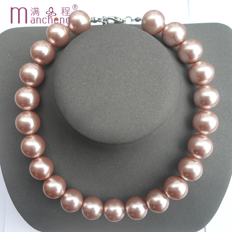 tiki 12 Color Concise Short Big Beads Collarbone Chain Sweater Pearl Choker Necklace For Women Rainbow Friends Christmas Gift