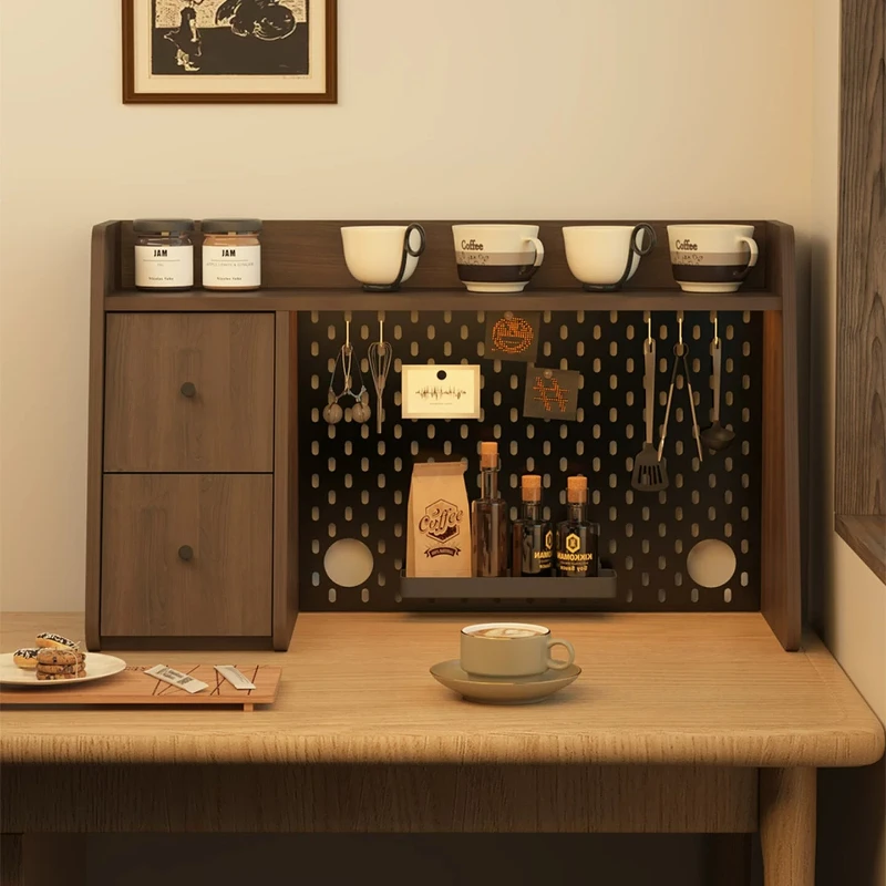 Coffee Machine Storage Rack, Dustproof Cup Shelf with Open Display, Eco Board Snack Cabinet, Sturdy Multi Layer Mug Organizer