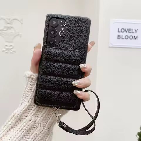 Luxury PU Leather Wallet Case For Samsung For Galaxy S25 S24 S23 S22 S21 S20 Note 20 Ultra A52 A53 A54 A16 A25 A36 A56 A73 Black