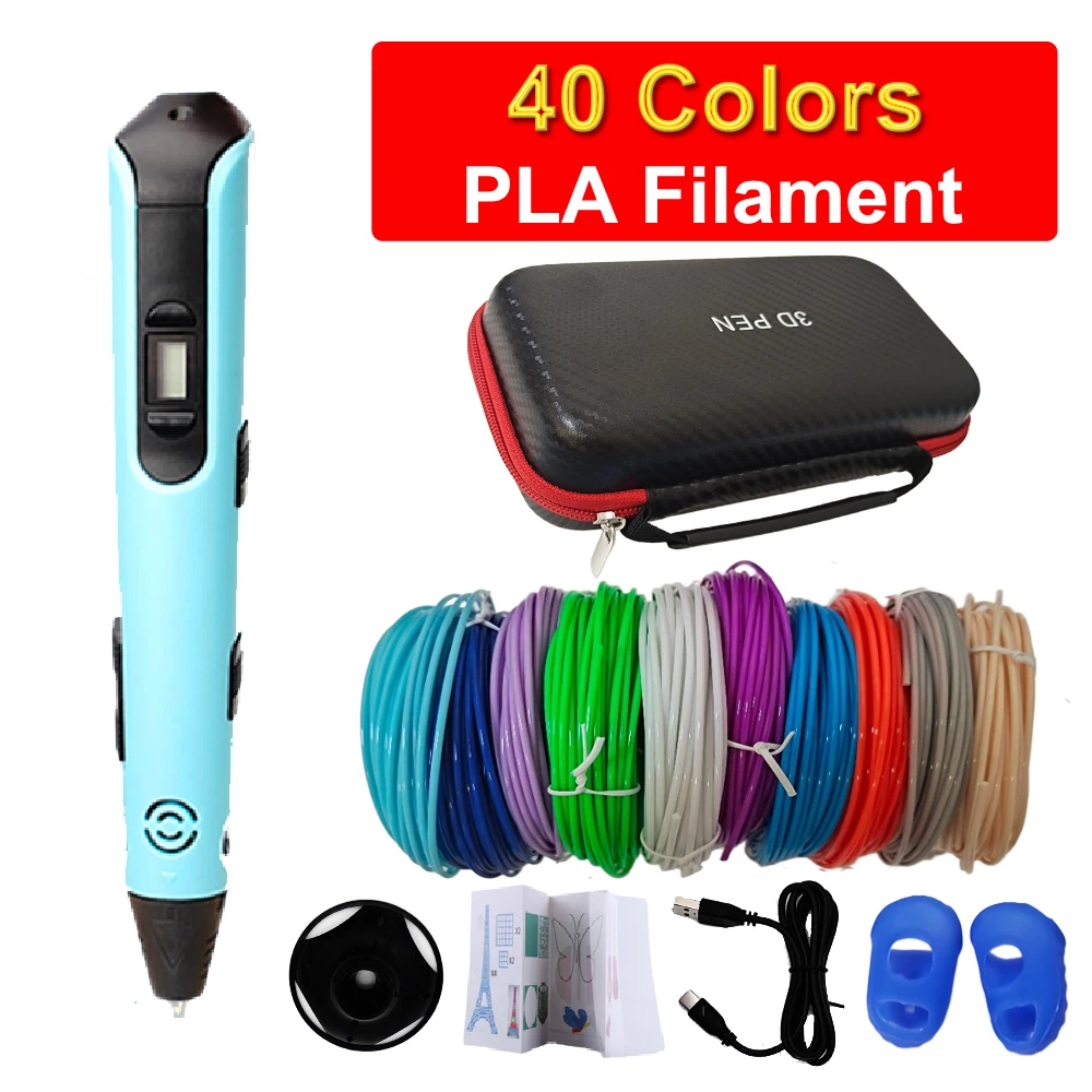 

3D Printing Pen Kids with Screen Type C Cable 1.75mm PLA Filament Material DIY Drawing 3D Pen Children Boys Girls Birthday Gift
