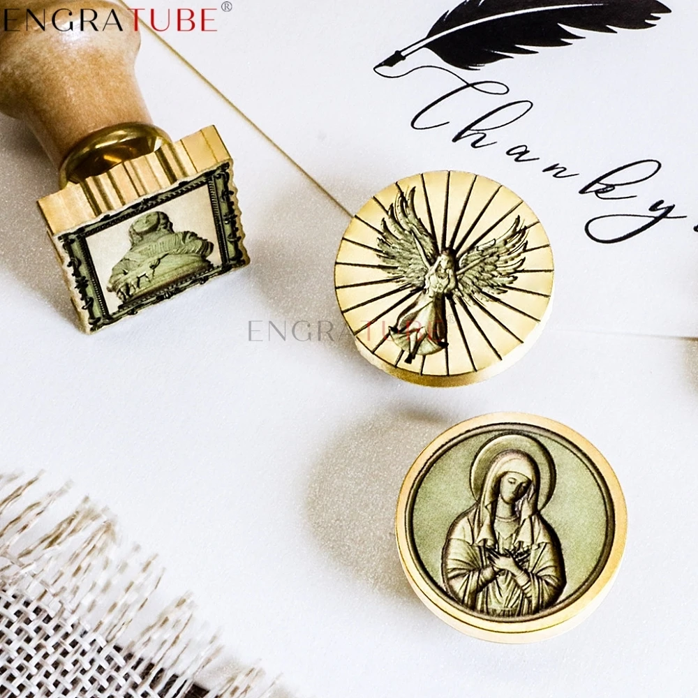 Laser 3D Relief Wax Seal Stamp Angel Holy Mother Wings Spartan Warrior Goddess Antique Sealing Wax Gifts Scrapbooking Decorative