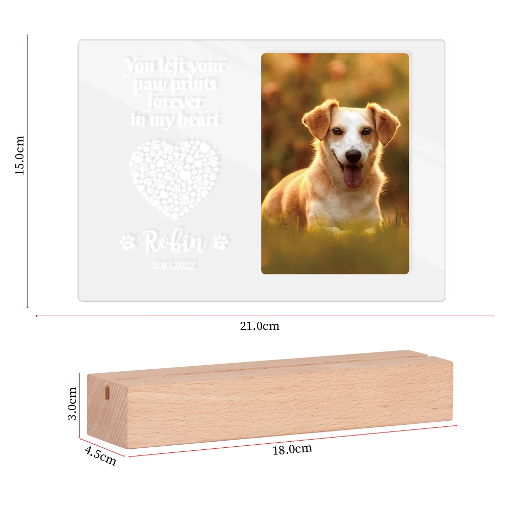 Personalized Dog Memorial Gifts for Loss of Pet Memorial Gifts for Dog Cat, Personalized Night Light Dog Memorial Photo Plaque