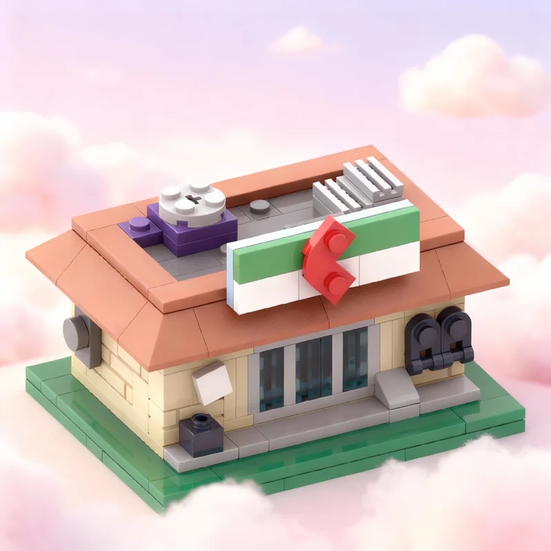 146pcs MOC Microscale Kwik E Mart The Simpsons Tapped City Model Building Blocks Creative Gift DIY Display Decor Adult Premium
