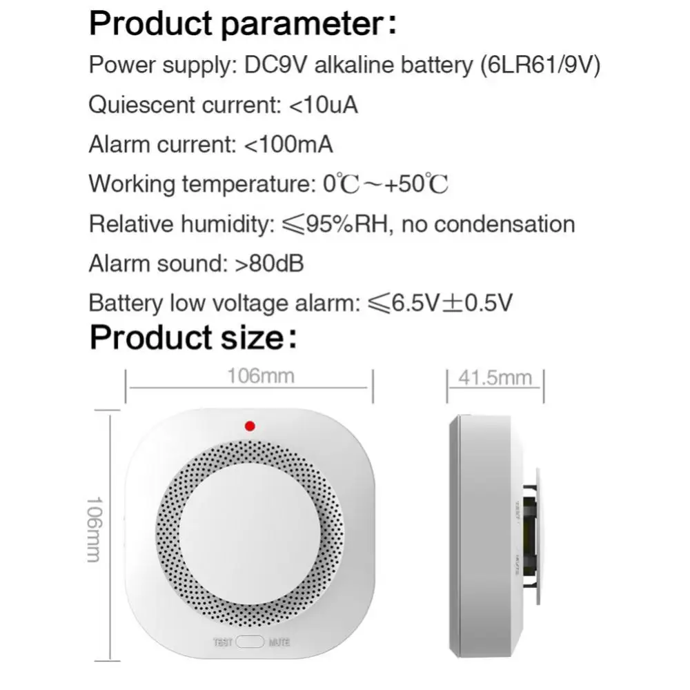 Датчик дыма Tuya Zigbee, защитный детектор дыма для дома, пожарная сигнализация, работает с Alexa Google Home