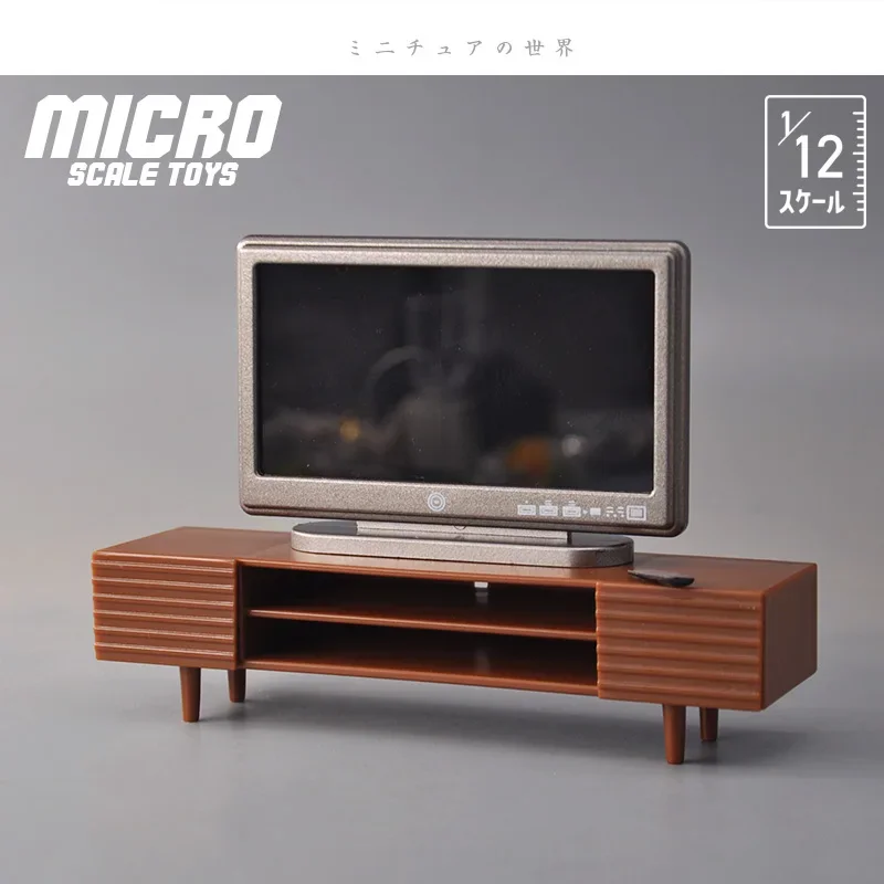 1/12 Simplified Version Dollhouse Simulation Food and Play Scene Floor Wall Scene Accessories TV Night TV Model