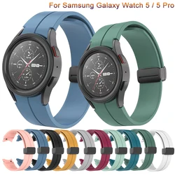 Original Silicone Strap for Samsung Watch 5/4 44mm 40mm Watch5 Pro 45mm Magnetic Buckle Band for Galaxy Watch 4 Classic 42 46mm