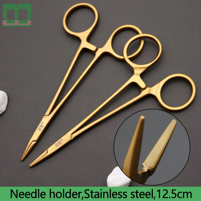 Needle holder holding steady needle forceps corrosion resistance stainless steel 12.5cm gold plating Medical surgical tool