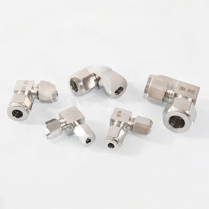 5-個-304-ステンレス鋼フェルール鋼エルボミドルコネクタダブルフェルール角エルボコネクタ