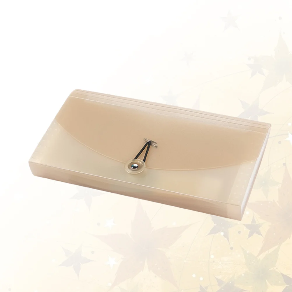 1 Buah Folder File Organizer Akordeon yang Dapat Diperluas Penyimpanan Dokumen Tahan Air Portabel dengan Pita Elastis Beige dan Label Berwarna