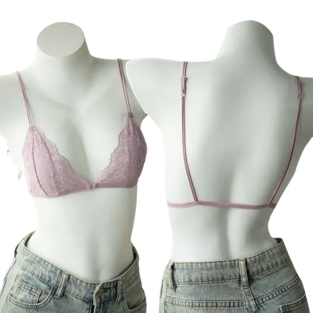KUCLUT Sensual Lingerie with Thin Lace, Back Zipper, Wireless Pure Cup, Ultra-thin Comfy Triangle Cups for Small Bust Fit