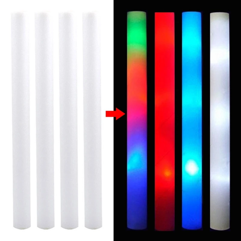 6 PCS LED Light Up Foam Sticks Flashing Glow LED Foam Sticks Parties Weddings Raves Concert Halloween Christmas