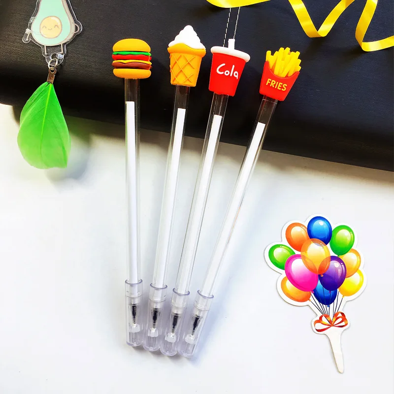 24 Pcs  Creative Cola Fries Student Sign Carbon Pen Cartoon Creative Office Supplies Pen Wholesale