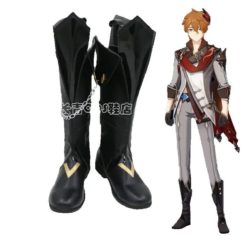 

Game Anime Genshin Impact Tartaglia Kostum Cosplay Boots Shoes Halloween Party Performance Shoes