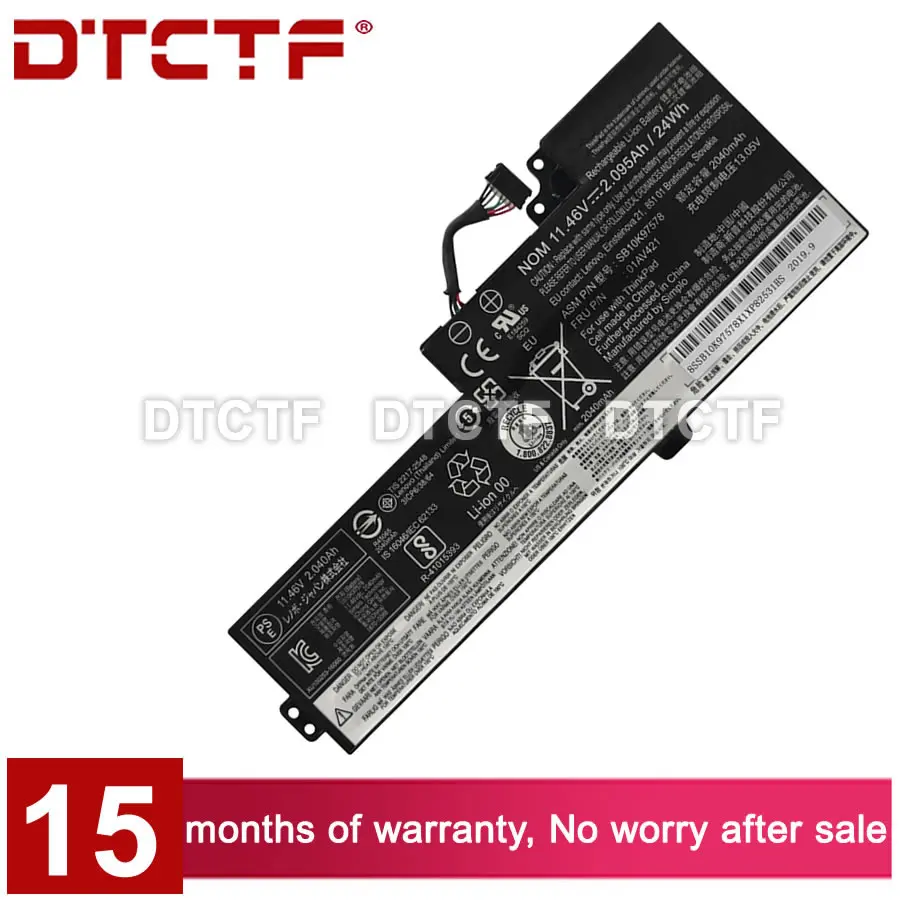 DTCTF 11.46V 24Wh 2040mAh Model 01AV421/489/419/420  SB10K97576/78 Battery For Lenovo ThinkPad T470 T480 A475 A285 Laptop