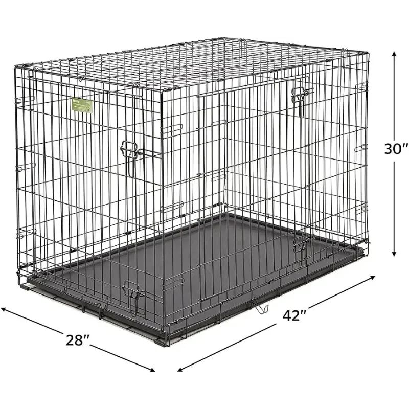 

Double Door iCrate Starter Kit, 42-inch Dog Crate Bundle for Large Dogs, Includes Cage, Pet Bed, 2 Bowls and Pri acy Co er