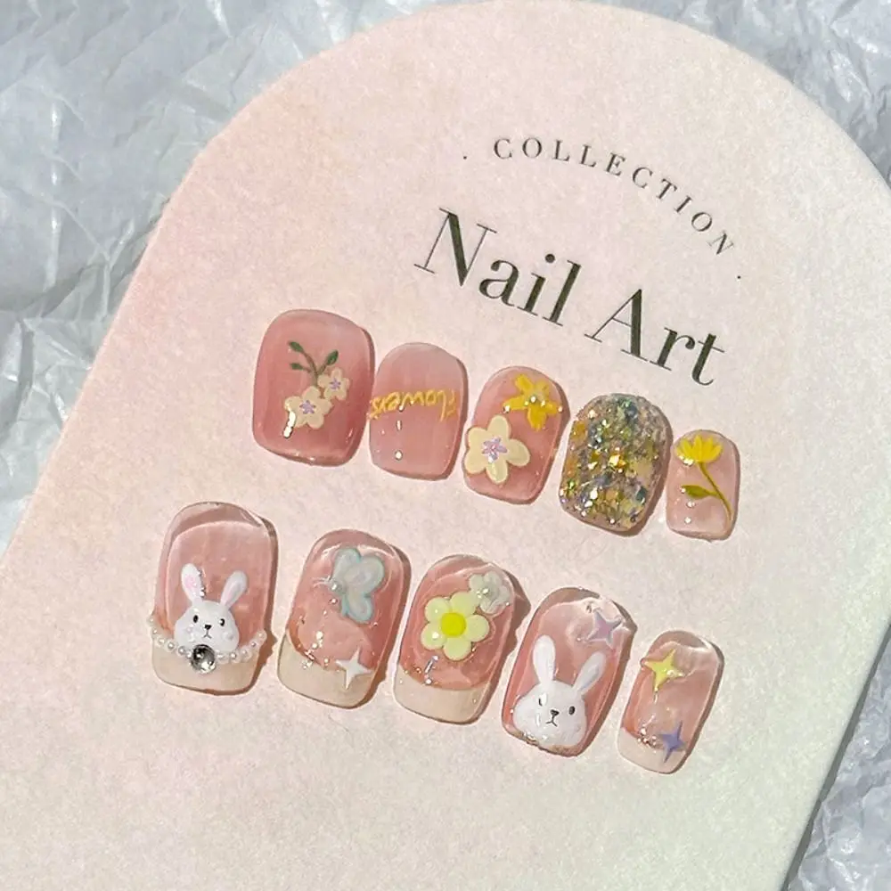 Mode bloemen nagel sticker 5D reliëf graffiti Nalil decor bloem konijn nagel sticker