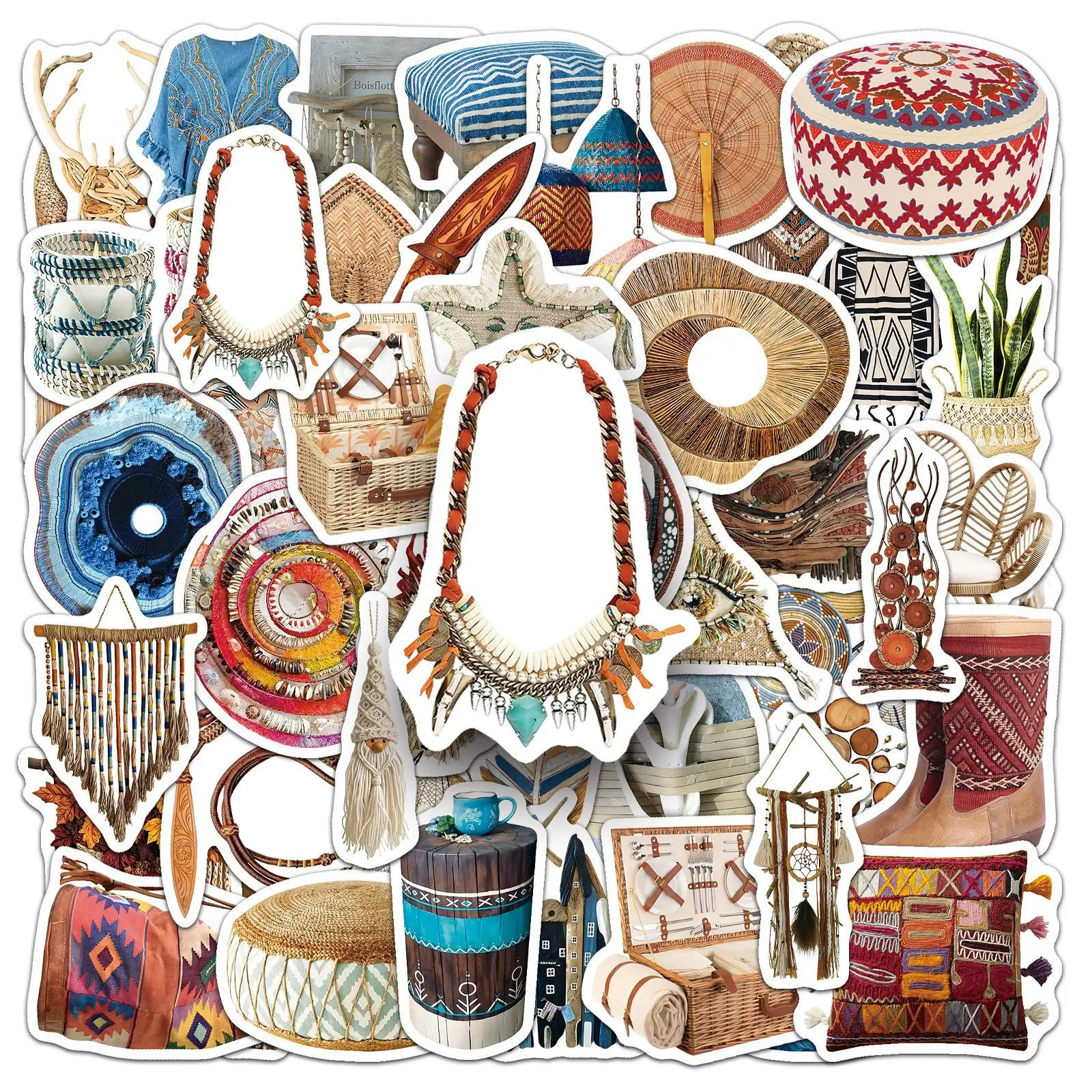 

10/50PCS Bohemian Style Sticker Retro Realistic Graffiti Waterproof Decal Creative Decoration Pencil Case Water Cup Phone Case