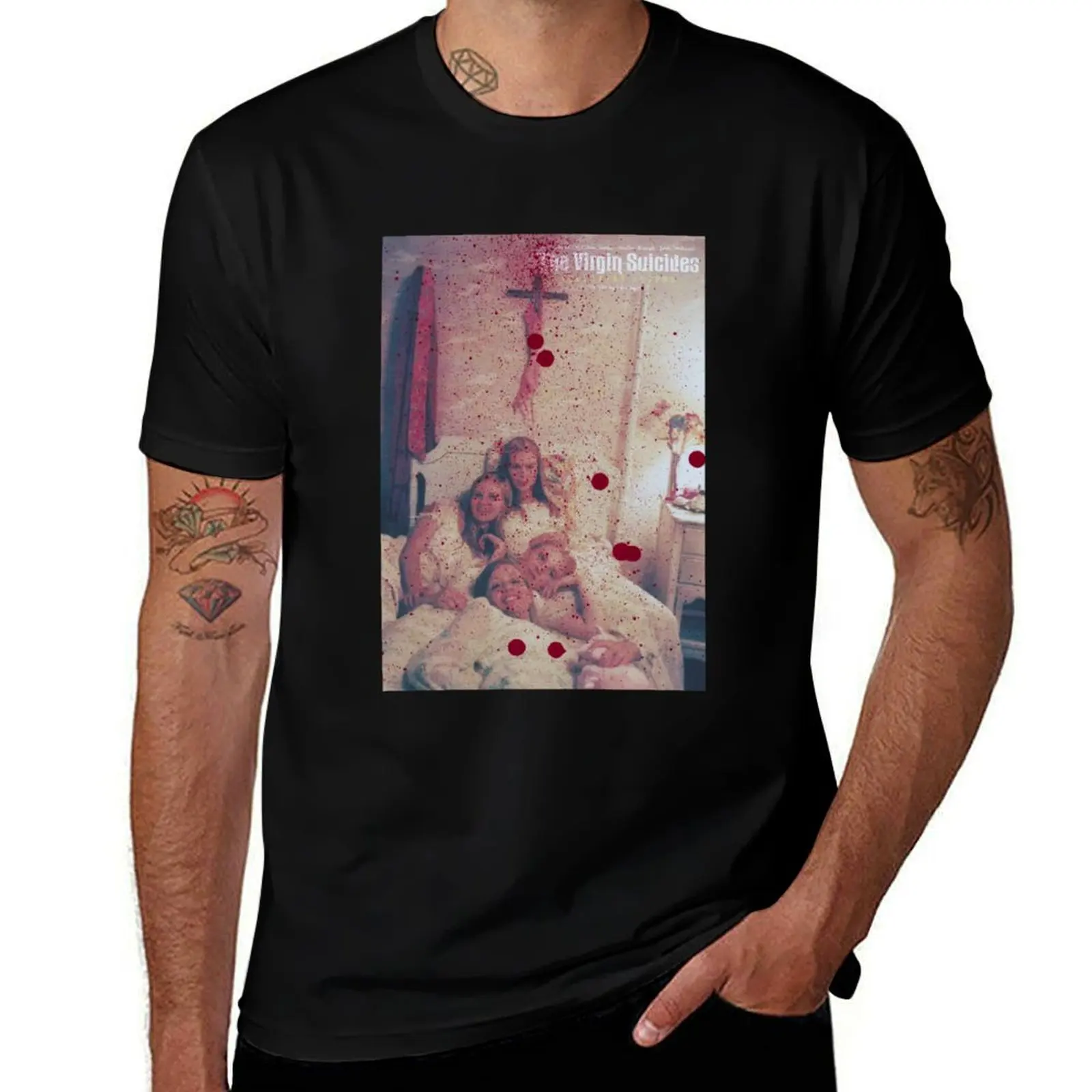 The virgin Suicides Blood spattered print T-Shirt Festival Party Tee Top T-Shirt