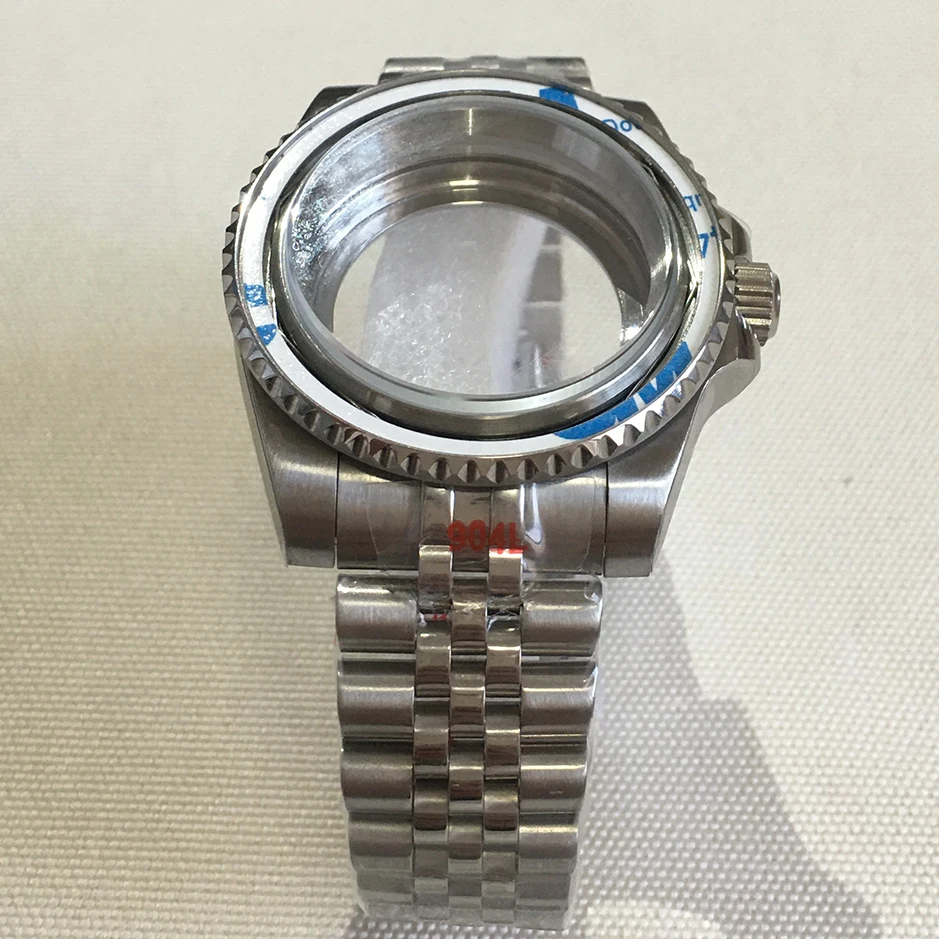 الفاخرة الرجال غواص الفرعية ساعة حالة 40 مللي متر الياقوت الزجاج سعيد السنة الجديدة سوار لحركة Seiko NH35 NH36 NH34 ل 28.5 مللي متر الطلب