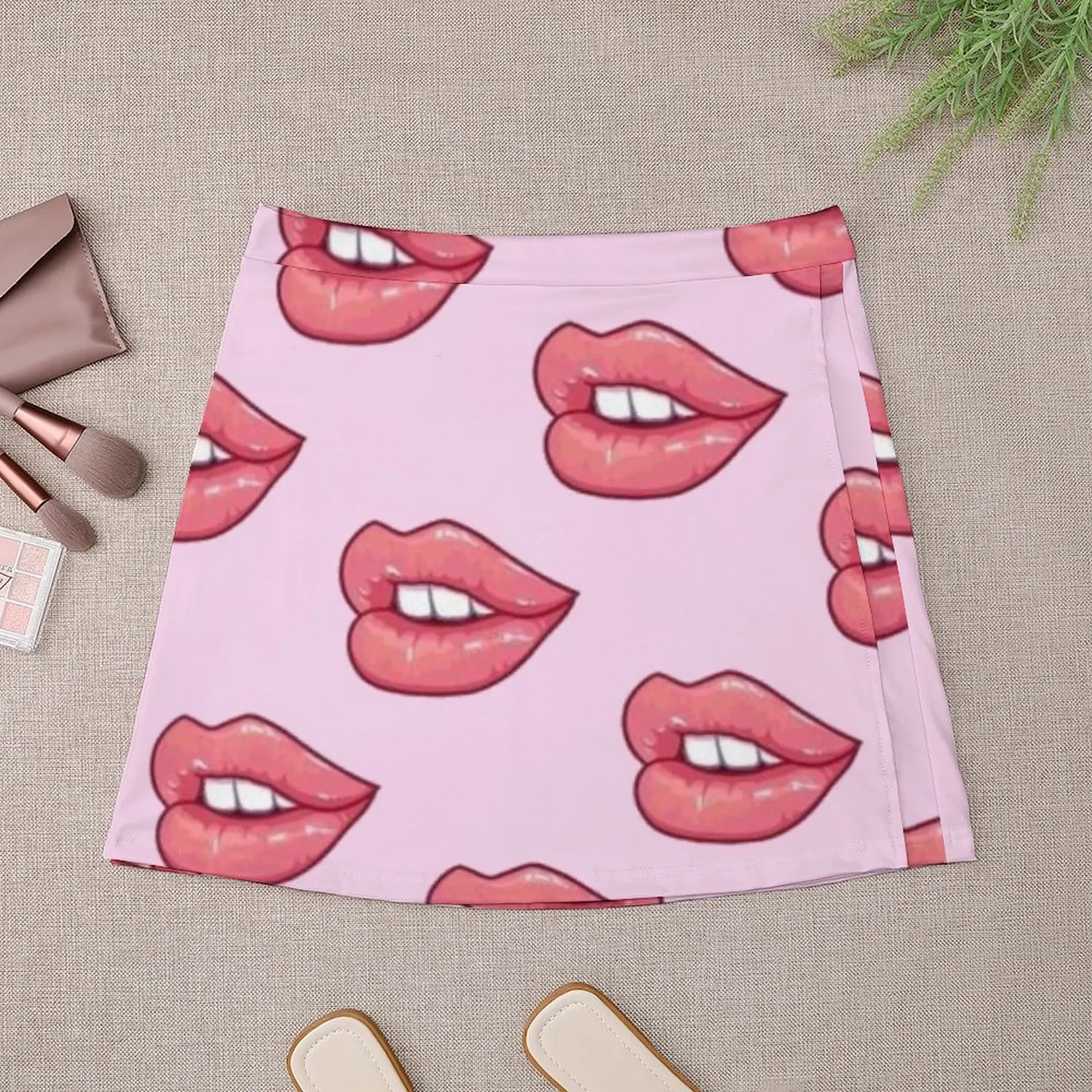 Cute Pink Lips Cartoon Design Mini Skirt dress clothes for woman new in dresses korean women's clothes