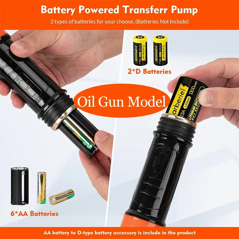 Electric Transfer Pump for Gas Car Portable Battery Powered Transfer Pump Equipment with Gun Mouth for Fuel Oil Gas Water Petrol