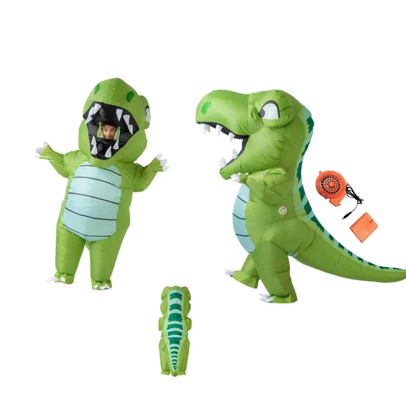 

Kids Adult Design Dinosaur Inflatable Suit Family Party Funny Walkable Wearable Cartoon Green Dinosaur Inflatable Costume