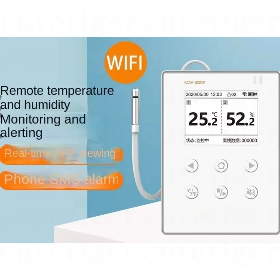 RCW-800W Remote WIFI Thermometer Room Workshop Temperature Monitoring Warehouse Temperature and Humidity Alarm