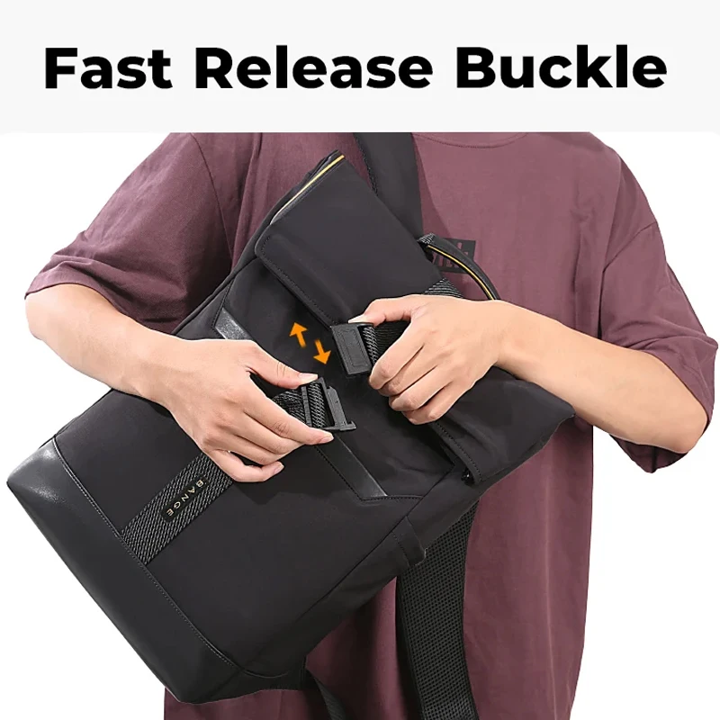 بانج لينة كبيرة 15.6 بوصة كمبيوتر محمول قابلة للتوسيع على ظهره خفيفة الوزن مقاوم للماء الرجال عادية حقيبة ظهر للسفر حقيبة مدرسية مع مشبك #3