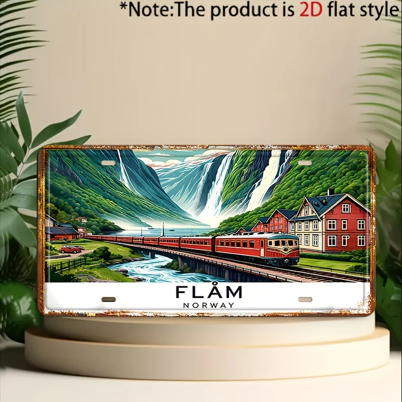 2D Flat, 2D Plane- Solely for Decoration. Retro Norwegian Flom Fjord Decorative Plaque And Ornaments, Rustic-Style Wall Decor