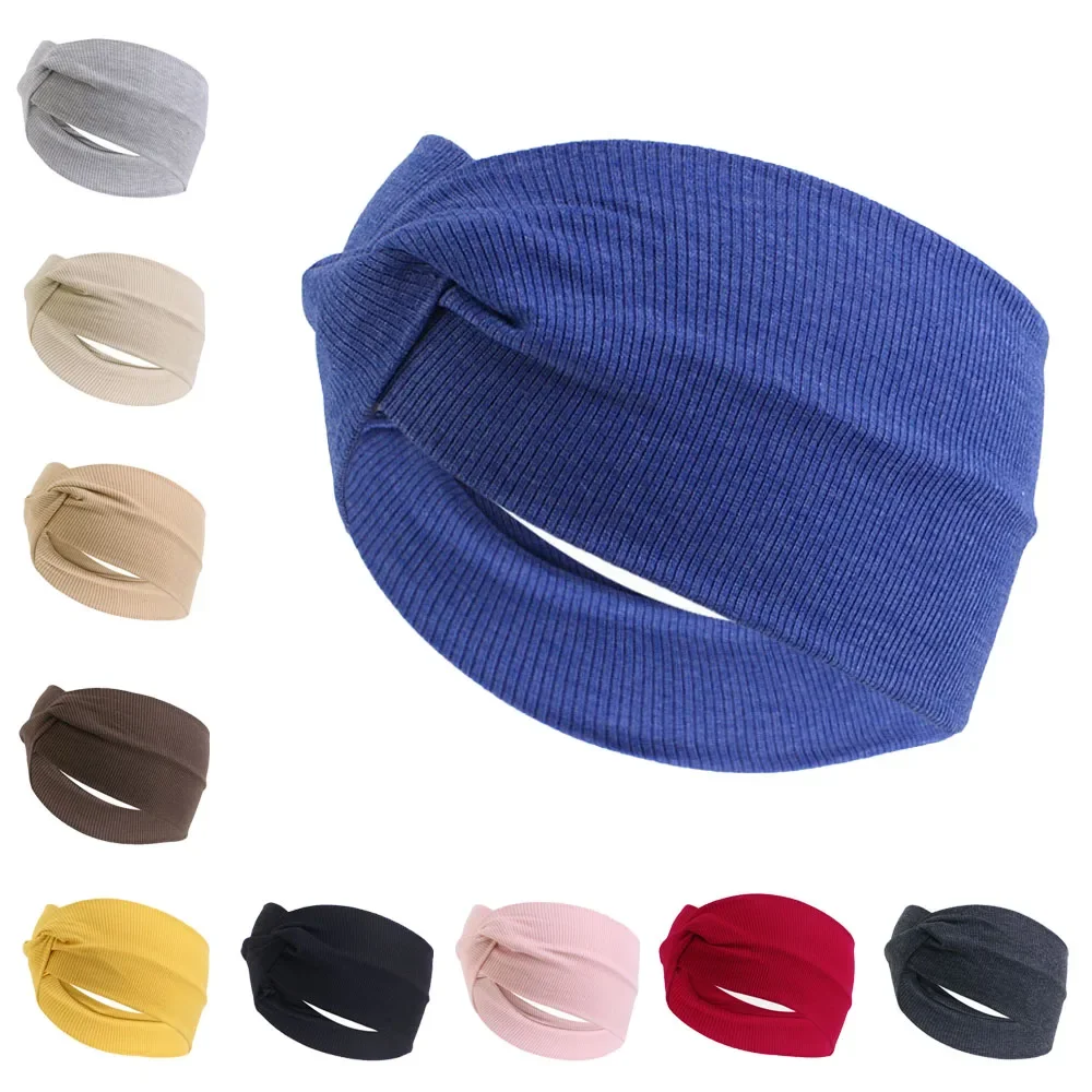 

Women Headband Twist Turban Solid Wide Knitted Knotted Yoga Twisted Hairband Accessories For Turban Bandage Bandanas Hair Bands
