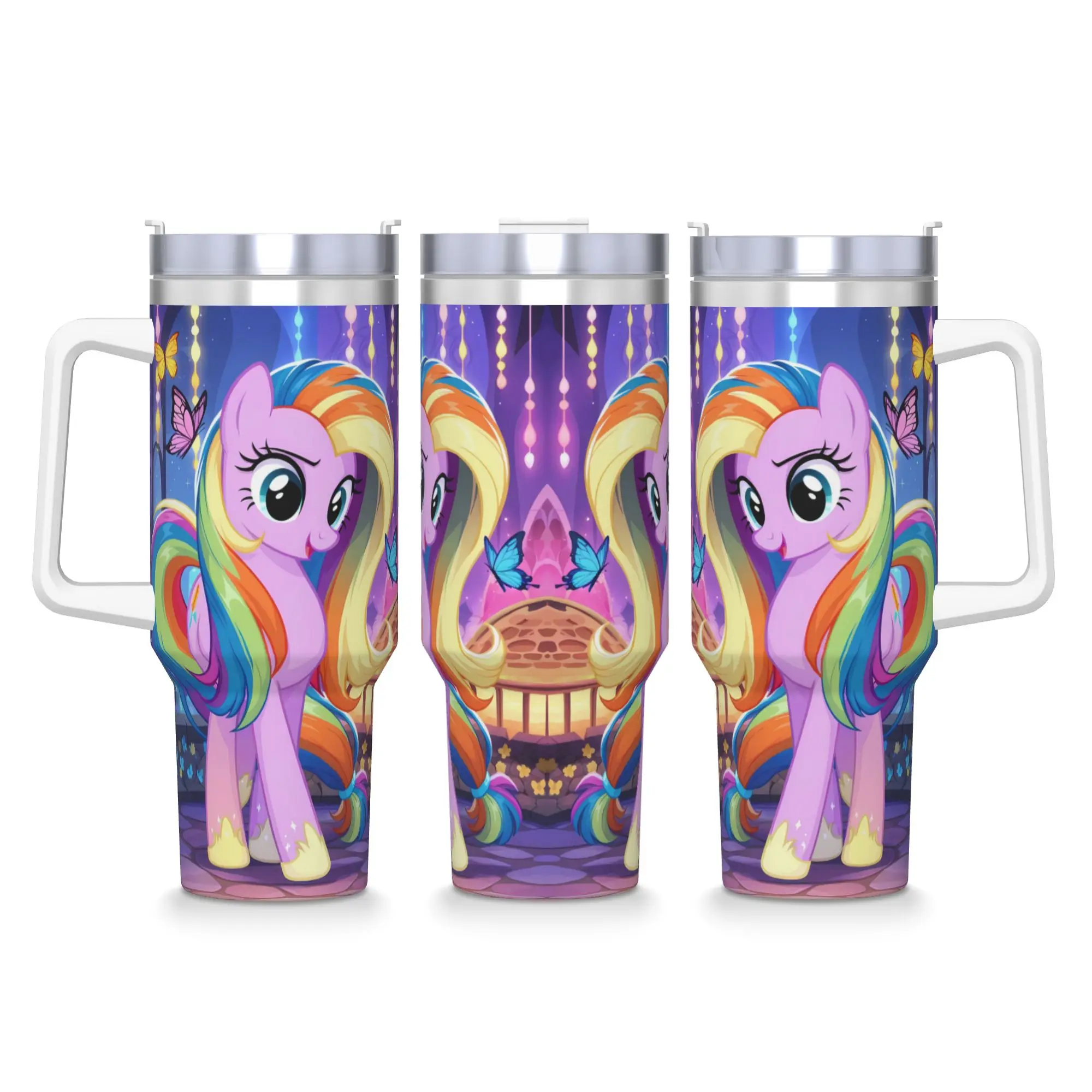 

Stainless Steel Tumbler My Little Ponys Unicorn Cartoon Car Mugs With Straws Drink Water Bottle Large Capacity Thermal Mug