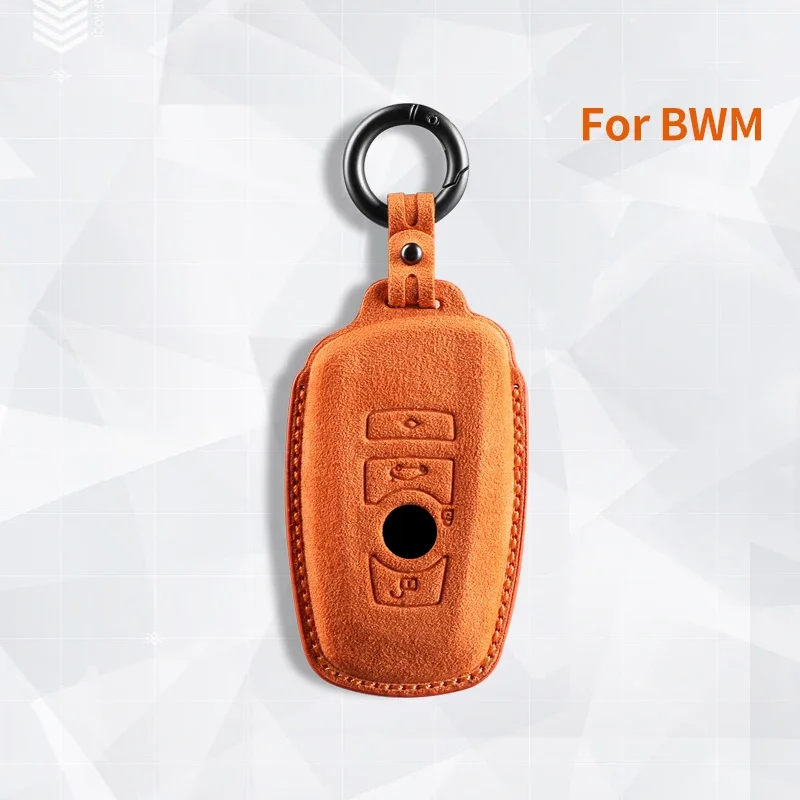 

For BMW 1 3 5 7 Series X1 X3 X4 X5 F10 F15 F16 F20 F30 F18 F25 M3 M4 E34 Leather Car Key Case Cover Suede Keychain Key Shell