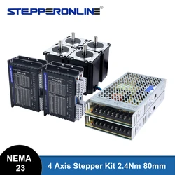 STEPPERONLINE 3 4 Axis Kit CNC Nema 23 2.2Nm 57X82mm Stepper Motor & Driver DM542TE & Power Supply