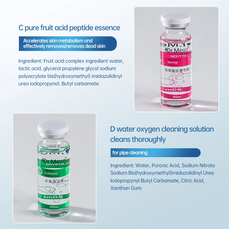 Hydro Facial Oxygen Serum Solution Deep Cleansing Peptide Fruit Acid Hydrating Skin Repair Liquid for Spa