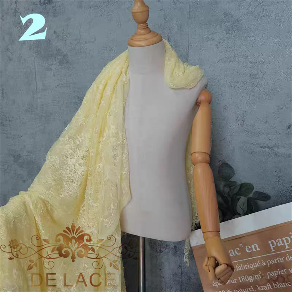 XXHB Colorful Floral Chantilly Eyelash Lace Fabric Eco-Friendly Wedding Dress Accessories