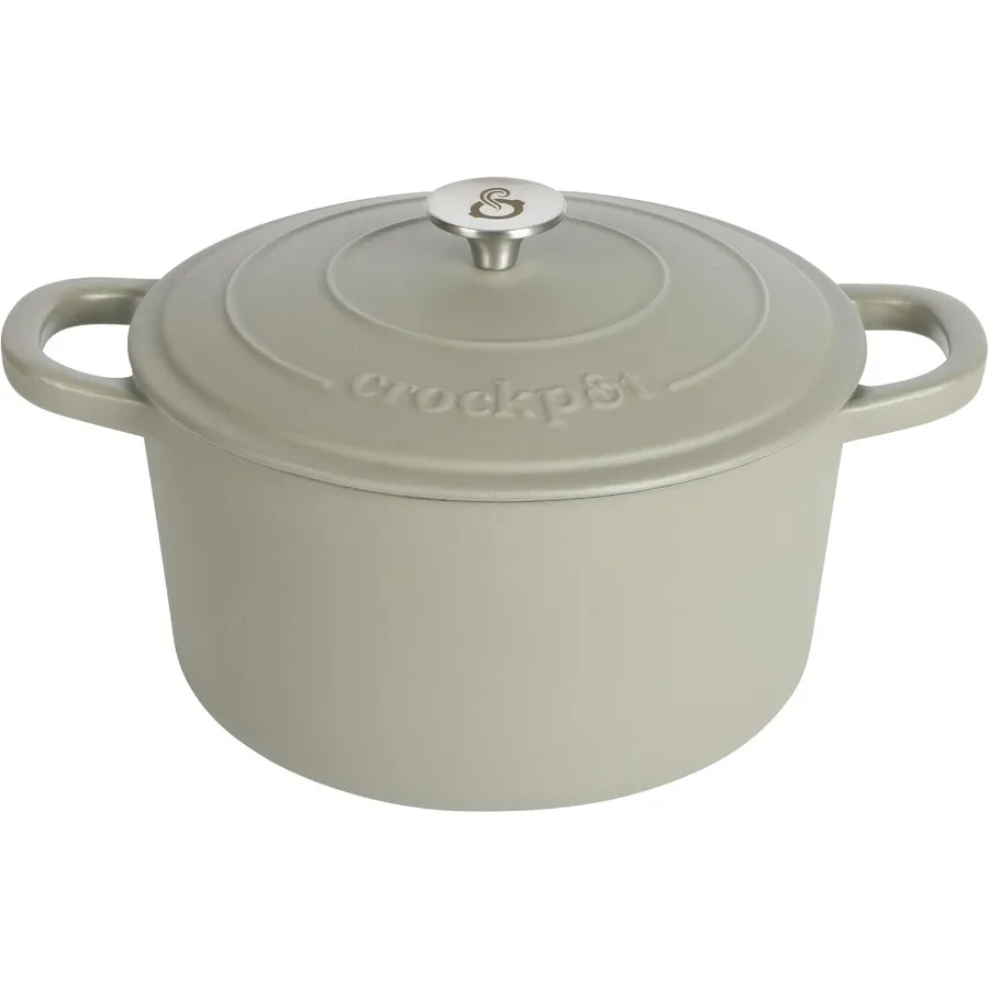 

Artisan 7-Quart Round European Enameled Cast Iron Dutch Oven with Lid – Matte Green, Durable Oven Safe Cookware