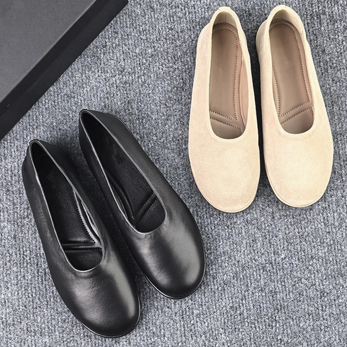 

Jenny&Dave Minimalist Woman Shoes Shoes For Woman French Fashion Round Toe Genuine Leather Soft Comfortable Slip On Flast Loafer
