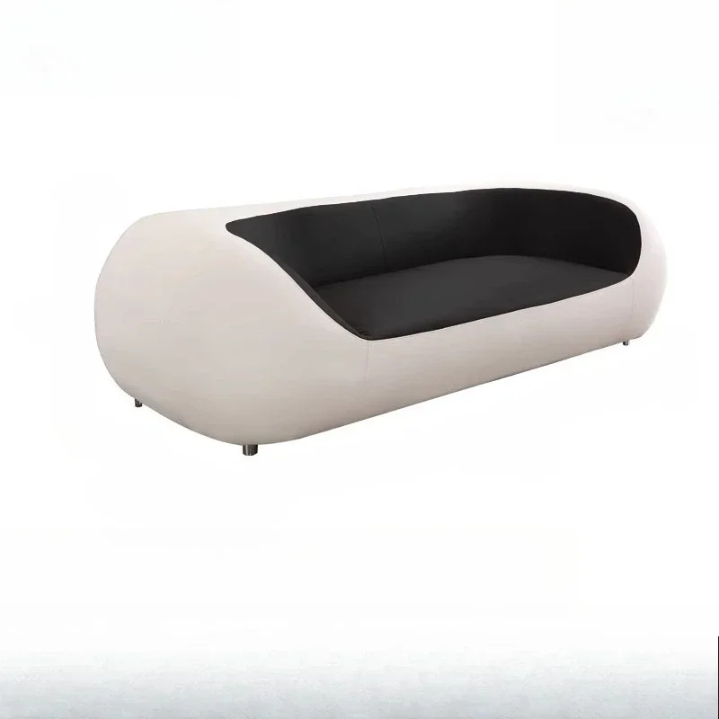 

Creative leather sofa fashionable personality living room combination casual simple modern office black and white circular arc