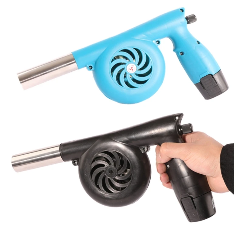 E5BE 12V Wireless Electric Air Blower 2 Rechargeable Batteries Speed Control Outdoor Camping BBQ Bellow Air Blower Fan