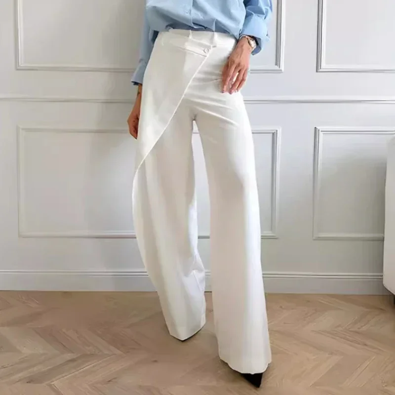 

Autumn and Winter New Product Women's Asymmetric Temperament High Waist Wide Leg Pants Loose High Quality Korea Style Pants