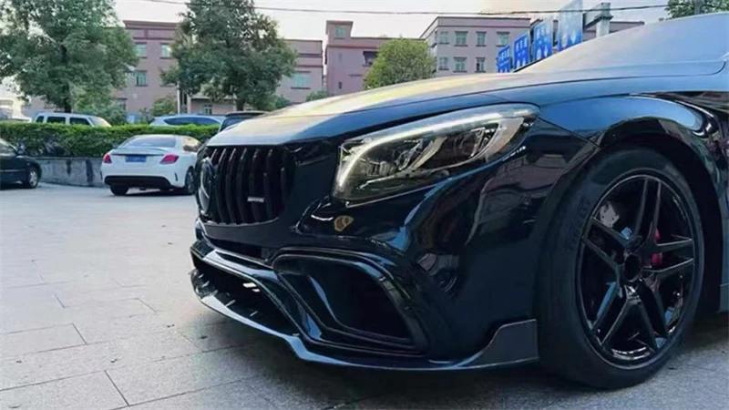 Untuk Mercedes Benz W217 S63 2019 2020 2021 2022 2023 ReaI Bumper Serat Karbon Kit Spoiler Pisau Angin Sayap Ekor Bibir Belakang Bibir Depan