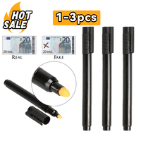 1-3Pcs Black Plastic Counterfeit Bill Detector Currency Cash Checker Portable Counterfeits Money Detector Pen for Money Test