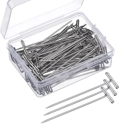 50pcs T Pins Needle Sewing Pins Quilting Pins Blocking Knitting Pins for Knitting Crocheting Needlework